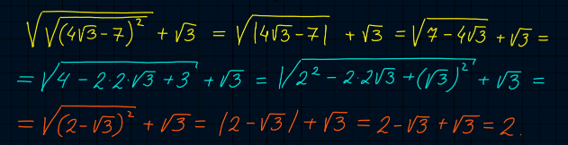 Ответ на вопрос Упростите выражение: 4√(4√3 - 7 )^2 + √3 