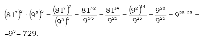 Ответ на вопрос Найдите значение выражения: (81^7)^2 : (9^5)^5 