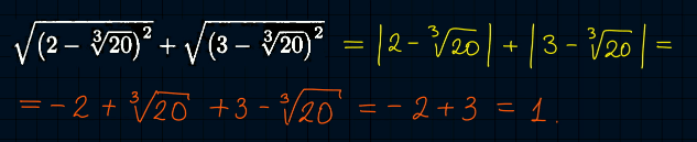 Ответ на вопрос Найдите значение выражения: √(2 - 3√20)^2 + √(3 - 3√20)^2 