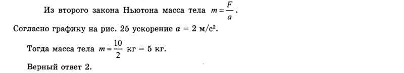 Ответ на вопрос На рис. 25 показан график зависимости ускорения... 